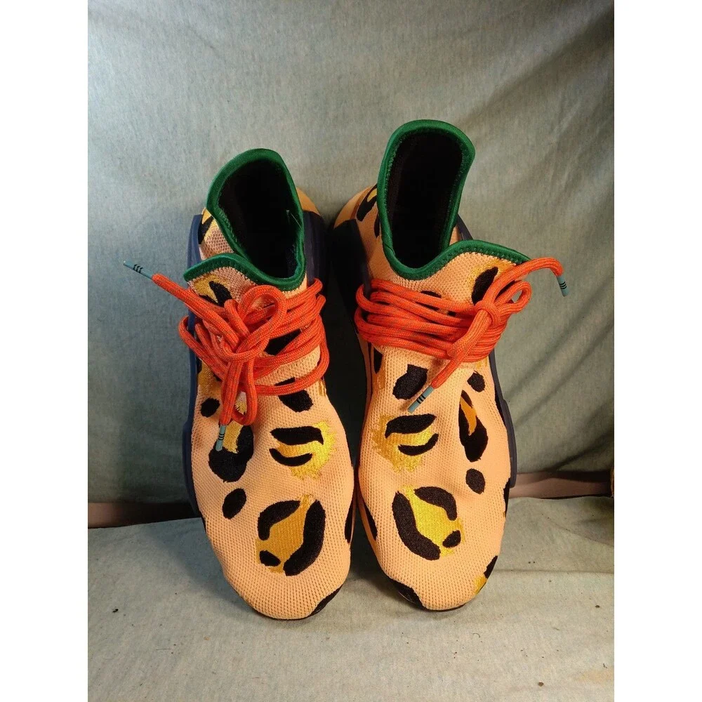 adidas Yellow Leopard Print Athletic Shoes with Orange Laces - Picture 2 of 6